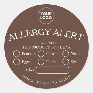 Bruine Ronde Witte Zwarte Voedsel Allergie Alert S Ronde Sticker