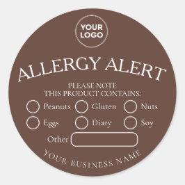Bruine Ronde Witte Zwarte Voedsel Allergie Alert S Sticker