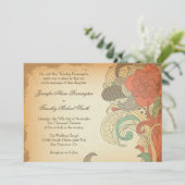 bruine roodbruine zwellen huwelijksuitnodiging kaart (Staand voorkant)