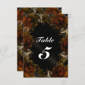 Bruine Rozen Bloemen Herfst Bruiloft Tafel Nummer Kaart (Voorkant / Achterkant)