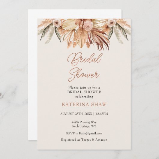 Bruine rustieke bruids douche uitnodiging (Voorkant / Achterkant)