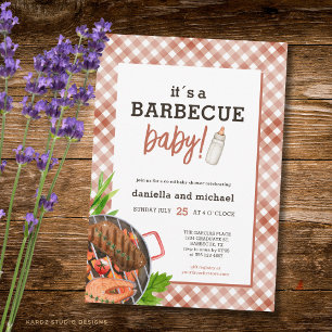 Bruine Rustieke Grill Barbecue Baby Shower Kaart