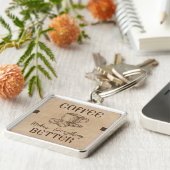 Bruine rustieke Vintage Sleutelhanger (Zijkant)