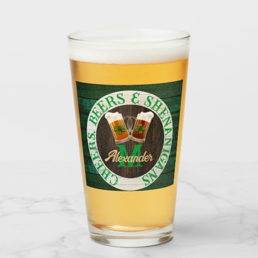 Bruine Rustige houtkap Beers Shenanigans Glas (Voorkant gevuld)