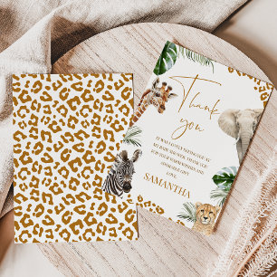 Bruine Safari Wild One Baby Shower Bedankkaart