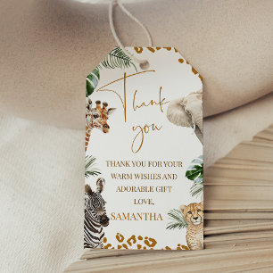 Bruine Safari Wild One Baby Shower Bedankkaart Cadeaulabel