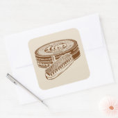 Bruine schoen polish tin vierkante sticker (Envelop)