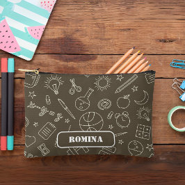 Bruine School elementen Potlood hoesje/tas Etui