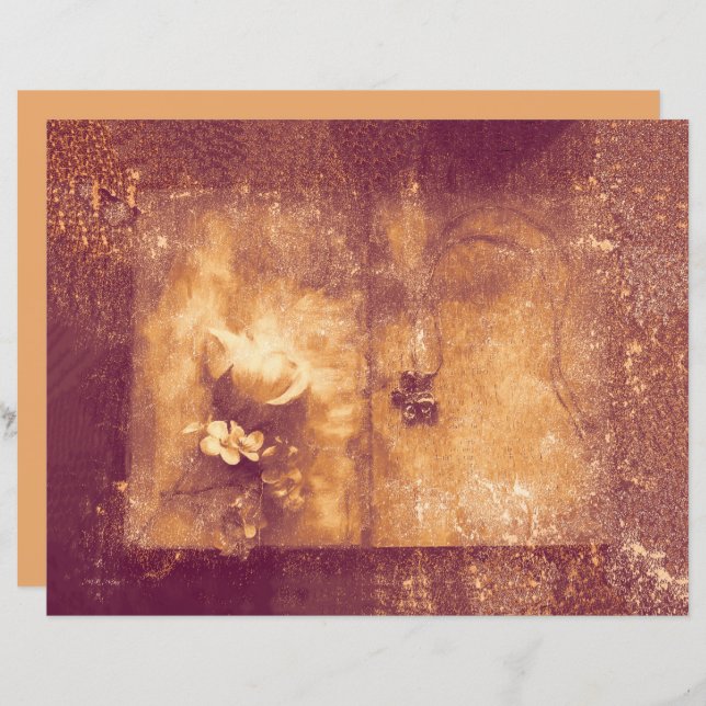  bruine Sepia Floral Old Antiek Texture (Voorkant / Achterkant)
