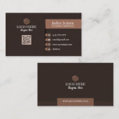 Bruine Sepia QR Code Visitekaartjes 24 Verpakking (Voorkant / Achterkant)