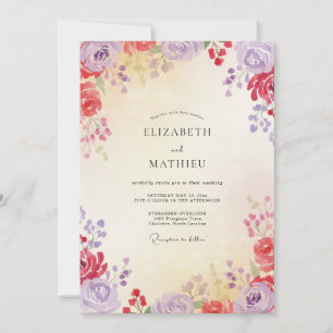 Bruine Sering Lila Wilde Bloemen Bruiloft Kaart