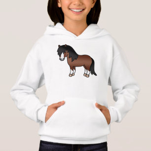 Bruine Shetlandpony Schattige Cartoon Illustratie