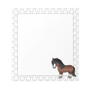 Bruine Shetlandpony Schattige Cartoon Illustratie Notitieblok