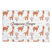 Bruine Speelgoed Cactus Camel Llama Dierlijke naam Kussensloop (Achterkant)