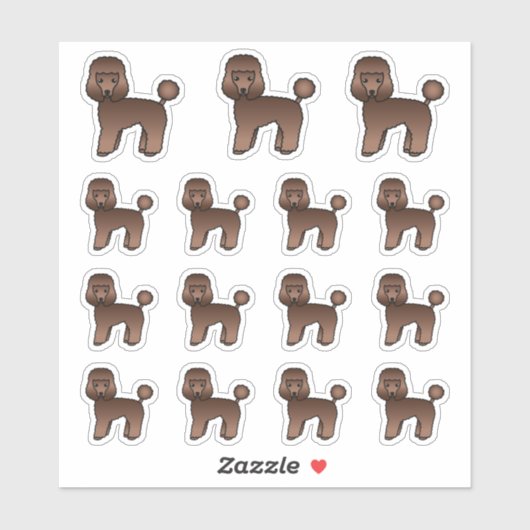 Bruine Speelgoed Poodle Cute-tekenfilms Sticker (Vel)