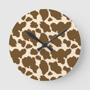 Bruine spots Cow Print Farmer Farm Animals Classy Ronde Klok