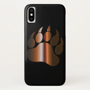 BRUINE STALEN BEERPOOT OP ZWART iPhone X HOESJE