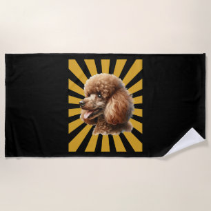 Bruine Standaard Poodle Retro Sunburst Strandlaken