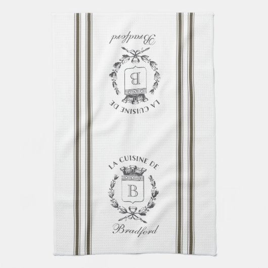 Bruine  stijl Franse zak met aangepaste naam Theedoek (Verticaal)