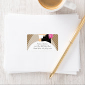 Bruine Stippen bruid & bruidegom retour adreslabel Etiket (Insitu)