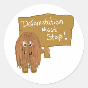 Bruine stop ontbossing ronde sticker