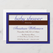 Bruine Stripe Dark Blue Baby Shower-uitvindingen Kaart (Voorkant / Achterkant)