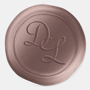 Bruine Suiker 2 Letter Monogram Wax Seal Stickers