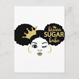 Bruine Suiker Babe in Zwart en Goud Briefkaart