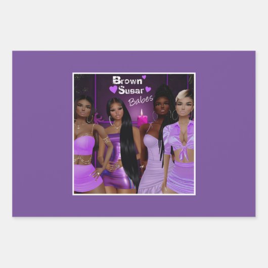 Bruine Suiker Babes Gift Wrap 7 Inpakpapier Vel (Voorkant)