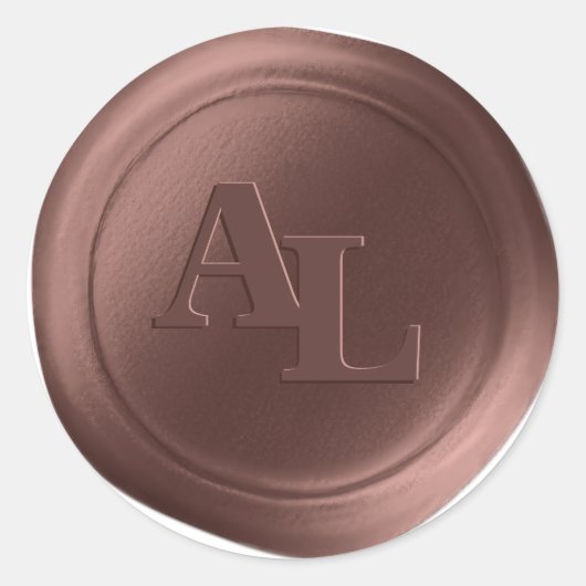 Bruine Suiker Wax Seal Monogram Bruiloft Stickers (Voorkant)