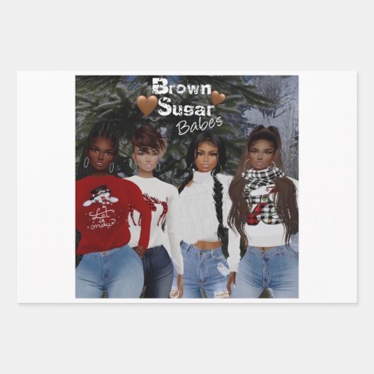 Bruine suikerbabes Gift Wrap 3 Inpakpapier Vel (Voorkant)