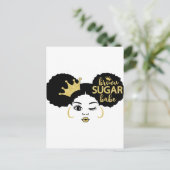 Bruine suikerbaby in zwart en goud briefkaart (Staand voorkant)