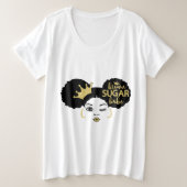 Bruine suikerbaby in zwart en goud grote maat t-shirt (Design voorkant)