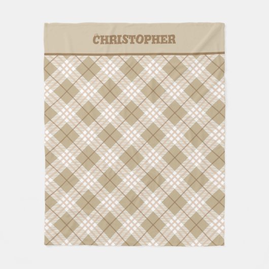 Bruine taan beige buffelbogen met dubbele diameter fleece deken (Voorkant)