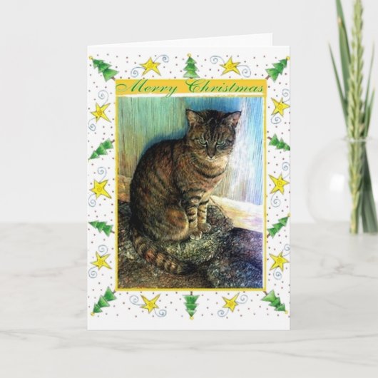 Bruine Tabby Cat Blank Kerst Kaart (Voorkant)