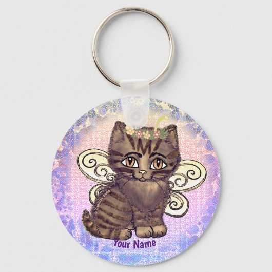 Bruine tabby kat Fee Sleutelhanger (Voorkant)