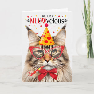 Bruine Tabby Maine Coon Kat MEOWvelose Verjaardag Kaart