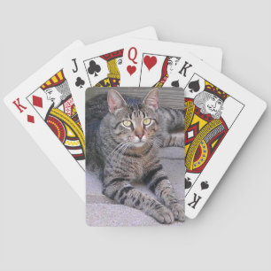 Bruine tablet in openlucht pokerkaarten