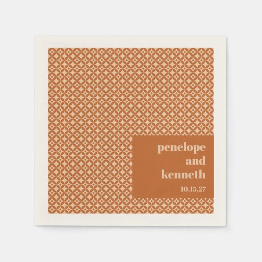 Bruine Tan Mid Mod Geometric Chic Weduwnaar Aangep Servet (Voorkant)