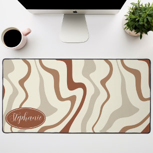 Bruine, Tane en Crème Retro Groovy Golven Bureaumat