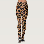 Bruine Tannige Zwarte Vlekken Patroon Safari Luipa Leggings (Achterkant)