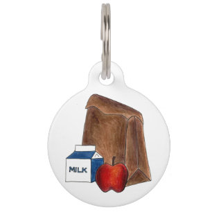Bruine tas School Lunch Apple Milk Carton Huisdierpenning