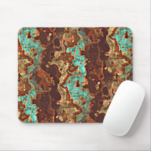 Bruine Teal Turquoise Groene Geode Marmeren Kunst Muismat