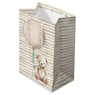 Bruine Teddy Bear Baby shower Gift Bag Medium Cadeauzakje