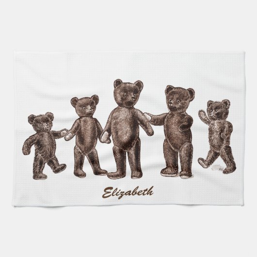  bruine Teddy Bears Kitchen Towel Theedoek (Horizontaal)