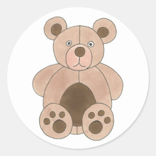 Bruine teddybear Baby shower Birthday Party Ronde Sticker
