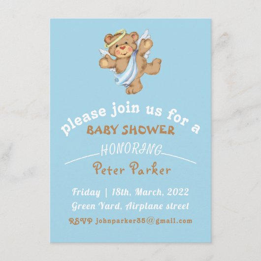 bruine teddybeer Baby shower uitnodiging Informatiekaartje (Voorkant)