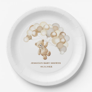 Bruine teddybeer babyshower papieren bordje