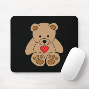 Bruine teddybeer hart Valentijnsdag Ik hou van jou Muismat