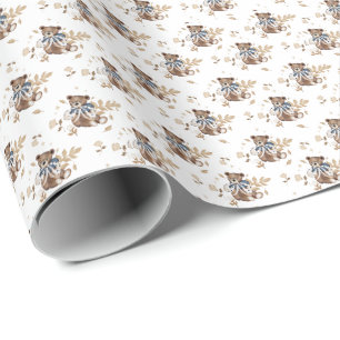 Bruine teddybeer, het is een jongen! douchebak cadeaupapier